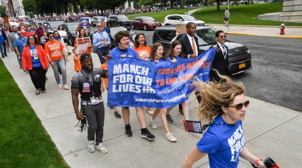 ‘Scared and tired’: Thousands across the US rally against gun violence